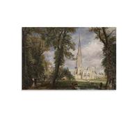 Salisbury Cathedral from The Bishop's Garden by John Constable, Exhibition Poster, Art Posters Poster Print Art Wall Painting Canvas Posters Modern Bedroom Decor 08x12inch(20x30cm)