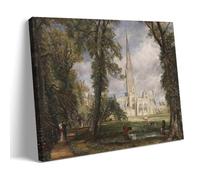 Salisbury Cathedral from The Bishop's Garden by John Constable, Romantic Landscape Art Print with Church, Trees And Cattle for Home Wall Decor Frame 08x12inch(20x30cm)