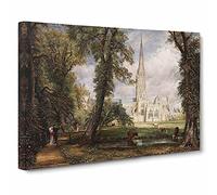 Salisbury Cathedral Vol.1 By John Constable Canvas Print | Gallery Wrapped 30mm Frame Wall Art | 30x20 inches | Ready to Hang | Classic Cityscape Picture | Living Room Bedroom Lounge Office