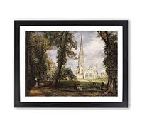 Salisbury Cathedral Vol.1 By John Constable Classic Painting Framed Print | A4 Black Framed Wall Art | Ready to Hang | Classic Cityscape Picture | Living Room Bedroom Lounge Office