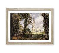 Salisbury Cathedral Vol.1 By John Constable Classic Painting Framed Print | A4 Oak Framed Wall Art | Ready to Hang | Classic Cityscape Picture | Living Room Bedroom Lounge Office