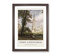 Salisbury Cathedral Vol.1 By John Constable Exhibition Museum Painting Framed Print | A3 Walnut Framed Wall Art | Ready to Hang | Modern Cityscape Picture | Living Room Bedroom Lounge Office