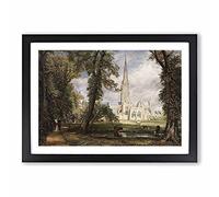 Salisbury Cathedral Vol.1 by John Constable Framed Print | A2 Black Framed Wall Art | Ready to Hang | Modern Cityscape Picture | Living Room Bedroom Lounge Office
