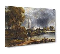 Salisbury Cathedral Vol.2 By John Constable Canvas Print | Gallery Wrapped 30mm Frame Wall Art | 20x14 inches | Ready to Hang | Classic Cityscape Picture | Living Room Bedroom Lounge Office