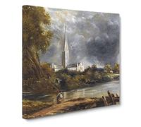 Salisbury Cathedral Vol.2 by John constable Canvas Print | Gallery Wrapped 30mm Frame Wall Art | 20x20 inches | Ready to Hang | Classic Cityscape Picture | Living Room Bedroom Lounge Office