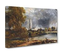 Salisbury Cathedral Vol.2 By John Constable Canvas Print | Gallery Wrapped 30mm Frame Wall Art | 30x20 inches | Ready to Hang | Classic Cityscape Picture | Living Room Bedroom Lounge Office