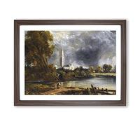 Salisbury Cathedral Vol.2 By John Constable Classic Painting Framed Print | A2 Walnut Framed Wall Art | Ready to Hang | Classic Cityscape Picture | Living Room Bedroom Lounge Office