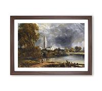 Salisbury Cathedral Vol.2 by John Constable Framed Print | A2 Walnut Framed Wall Art | Ready to Hang | Modern Cityscape Picture | Living Room Bedroom Lounge Office