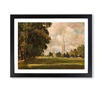 Salisbury Cathedral Vol.3 By John Constable Classic Painting Framed Print | A3 Black Framed Wall Art | Ready to Hang | Classic Cityscape Picture | Living Room Bedroom Lounge Office