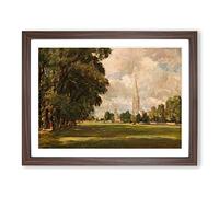 Salisbury Cathedral Vol.3 By John Constable Classic Painting Framed Print | A3 Walnut Framed Wall Art | Ready to Hang | Classic Cityscape Picture | Living Room Bedroom Lounge Office