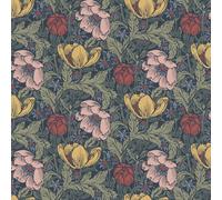 Salisbury Floral Vinyl Wallpaper Navy Blue Rasch 552577