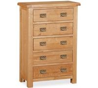 Salisbury Premium Oak 5 Drawer Midi Chest