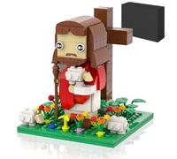 SALJGKS Jesus Building Blocks Set, Divine Shepherd Small Jesus Figurines with Bible, Sheep and Flower Scenes Block Toys Room Decoration Easter for Christians, Catholics, Adults (Colorful)