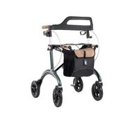 Saljol Carbon Rollator - Bariatric Wide Rollator - Green Lightweight Folding Premium Walker with Seat, Bag and Backrest