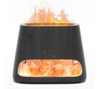 SALKING 2-in-1 Ultrasonic Essential Oil Diffuser & Himalayan Salt Lamp, Aromatherapy Diffuser Cool Mist Humidifier with Auto Off Function, 100% Pure Himalayan Salt Rock, 150ml (Black Wooden Grain)