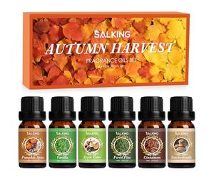SALKING Autumn Fragrance Oils, Premium Essential Oils Gift Set Fall Diffuser Oils, Scented Oils for Soaps Candle Making - Cinnamon, Pumpkin Spice, Apple Cider, Vanilla, Forest Pine, Snickerdoodle
