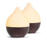 SALKING Essential Oil Diffuser (Set of 2 Dark), 100ml Small Aromatherapy Diffuser, Ultrasonic Diffusers for Essential Oils, Cool Mist Humidifier with Warm White Lights, Auto Shut-Off, for Office Home