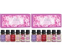 SALKING Essential Oils Set, 100% Pure Fragrance Oil AromatherapyGift, Premium Scented Oils for Diffusers 6 x 10 ML - Lavender, Rose, Jasmine, Cherry Blossom, Gardenia, Chamomile, Pink (Pack of 2)