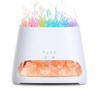 SALKING Flame Essential Oil Diffuser, Himalayan Salt Lamp, Upgrade 7 Colour Lights Aromatherapy Diffuser, Ultra-Quiet Essential Oils Humidifier for Large Room, Bedroom,150ml (White)