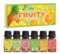 SALKING Fruity Essential Oils Set 6 x 10ML, Fragrance Oil Gift Set Scented Oils for Diffuser Candle Making - Pineapple, Guava, Raspberry, Green Apple, Orange, Cherry