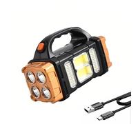 sallbris Premium High Lumens LED Work Light - Multipurpose Flashlight with Searchlight and Lantern Features - Rechargeable Outdoor Waterproof Solar Flashlight - Portable & Lightweight(Yellow