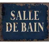 Salle de Bain Vintage Metal Signs for Wall Decor - 8 x 10 Inches Durable Aluminum Tin Sign Plaque for Home Garage Club bar Wall Art Decoration - Retro Wall Signs, Best Gift Idea