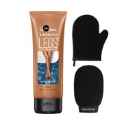 Sally Hansen Airbrush Legs Medium Instant Tan Lotion 118ml - Leg Makeup, Body Makeup and Instant Tan Kit with Lavarion Exfoliating Glove & Tanning Mitt - Water & Transfer Resistant