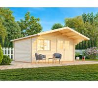 Sally L (4.7x3.8m | 15.5m2 | 44mm) Nordic Garden Log Cabin with Overhang Roof