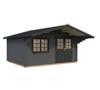 Sally L (4.7x3.8m | 15.5m2 | 44mm) Nordic Garden Log Cabin with Overhang Roof