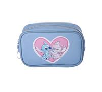 SALLY ROSE Angel and Stitch Makeup Bag Official License, Disney Makeup Bag for Traveling, Angel and Stitch Blue