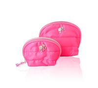 SALLY ROSE Barbie or Hello Kitty Dome Makeup Bag Set Official License, Quilted Large and Small Cosmetic Travel Bag, Cute Make Up Bags, Pink