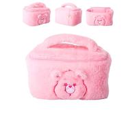 SALLY ROSE Fluffy Makeup Bag Official License Characters, Cute Cosmetic Bag Featuring Snoopy, Stitch, Care Bears, and Hello Kitty, Cheer Care Bear