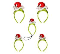 SALLY ROSE The Grinch Headband Official License 5-Piece Set | Matching Christmas Headbands 5 Pieces for Entire Family, 2 Adult, 2 Child, 1 Dog, Photo Booth Accessories