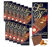 Sally Williams Belgian Milk Chocolate Roasted Almonds 100g, 12-Pack | Belgian Milk Chocolate with Roasted Almonds - Gourmet Chocolate, Luxury Chocolates for Sharing, Gifting & Special Occasions