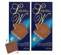 Sally Williams Belgian Milk Chocolate Roasted Nougat Bar 100g, 2-Pack | Belgian Milk Chocolate with Roasted Nougat - Gourmet Chocolate, Luxury Kosher Chocolates for Sharing and Gifting