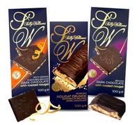Sally Williams Dairy Free Belgian Dark Chocolate Collection - Crafted for Sharing with Family & Friends, Handcrafted Roasted Nougat, Orange & Crunch Selection, 3 x 100g