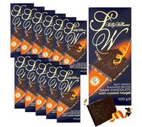 Sally Williams Dark Belgian Chocolate Orange Nougat Bars 100g, 12-Pack | Dark Belgian Chocolate with Zesty Orange Flavoured Roasted Nougat - Gourmet Chocolate, Luxury Kosher Chocolates for Gifting
