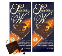 Sally Williams Dark Belgian Chocolate Orange Nougat Bars 100g, 2-Pack | Dark Belgian Chocolate with Zesty Orange Flavoured Roasted Nougat - Gourmet Chocolate, Luxury Kosher Chocolates for Gifting
