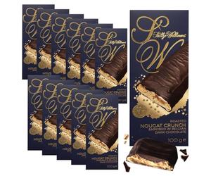 Sally Williams Dark Belgian Chocolate Roasted Nougat Crunch 100g, 12-Pack | Indulgent roasted nougat pieces, Dark Belgian gourmet chocolate, Luxury chocolates for sharing, gifting and special occasions