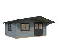 Sally XL (5.3x4.1m | 19.1m2 | 44mm) Large Scandinavian Style Log Cabin with an Overhang Roof