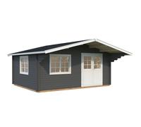 Sally XL (5.3x4.1m | 19.1m2 | 44mm) Large Scandinavian Style Log Cabin with an Overhang Roof