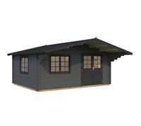 Sally XL (5.3x4.1m | 19.1m2 | 44mm) Large Scandinavian Style Log Cabin with an Overhang Roof