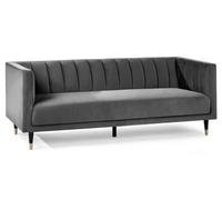 Salma Grey Fabric Scalloped Back 3 Seater Sofa