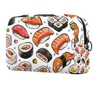 Salmon and Fish Roe Sushi Rolls Cosmetic Bag for Women, Travel Toiletries Bags Large Makeup Handy Pouch Organiser Bag with Zipper