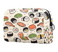 Salmon and Sushi Rolls Cosmetic Bag for Women, Travel Toiletries Bags Large Makeup Handy Pouch Organiser Bag with Zipper