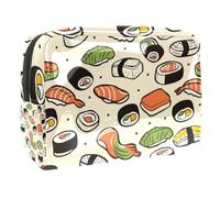 Salmon and Sushi Rolls Cosmetic Bag for Women, Travel Toiletries Bags Large PVC Makeup Handy Pouch Organiser with Zipper