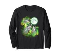 Salmon Fish Howling at The Moon Green tie dye 3 Salmon Fish Long Sleeve T-Shirt