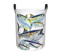 Salmon Fish Laundry Basket Hamper Waterproof Dirty Clothes Hamper Collapsible Washing Bin Clothes Bag with Handles Freestanding Laundry Hamper for Bathroom Bedroom Dorm Travel