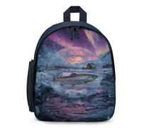 Salmon Ice Snow Northern Lights Simple Small Capacity Backpack with One Side Pockets Casual Daypack for Men Women