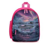 Salmon Ice Snow Northern Lights Simple Small Capacity Backpack with One Side Pockets Casual Daypack for Men Women